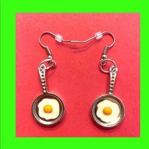 Eggs in a pan earrings!! Handcrafted
